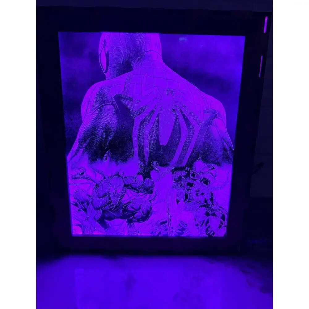 Custom Made Neon Lighted Color Changing Spider-Man Venom Wall/Standing Light Box - Picture 3 of 15